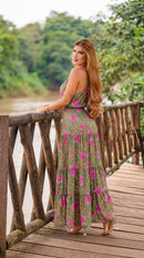 Vestido Feminino Decote nas Costas Estampado