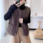 Brown [sheep velvet zipper vest]